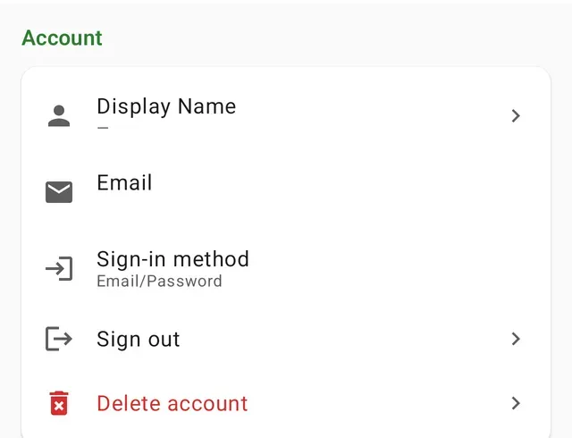 Settings → Account → Delete account